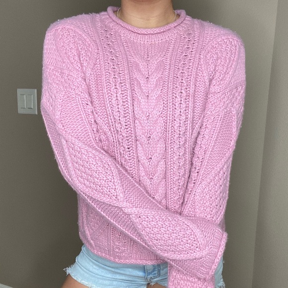 Pink Madewell Cableknit Sweater - Picture 1 of 5